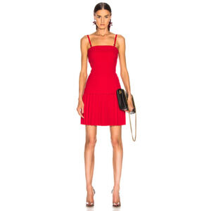 DION LEE Women's Linear Pleat Mini Dress Bonded crepe in Cherry Red sz 6AU 2US
